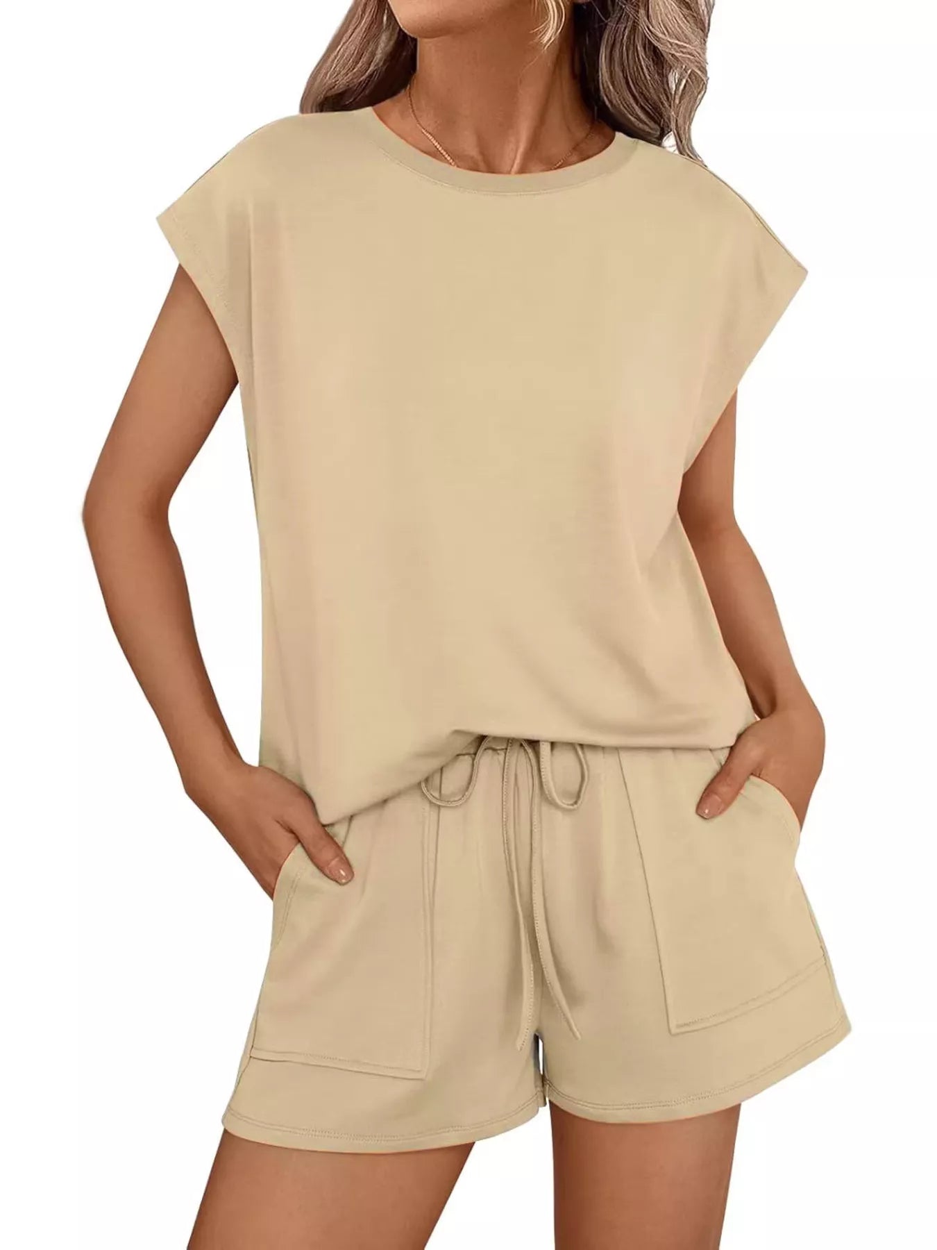 Hazel Blues® |  Casual Solid Color T-Shirt and Shorts Set