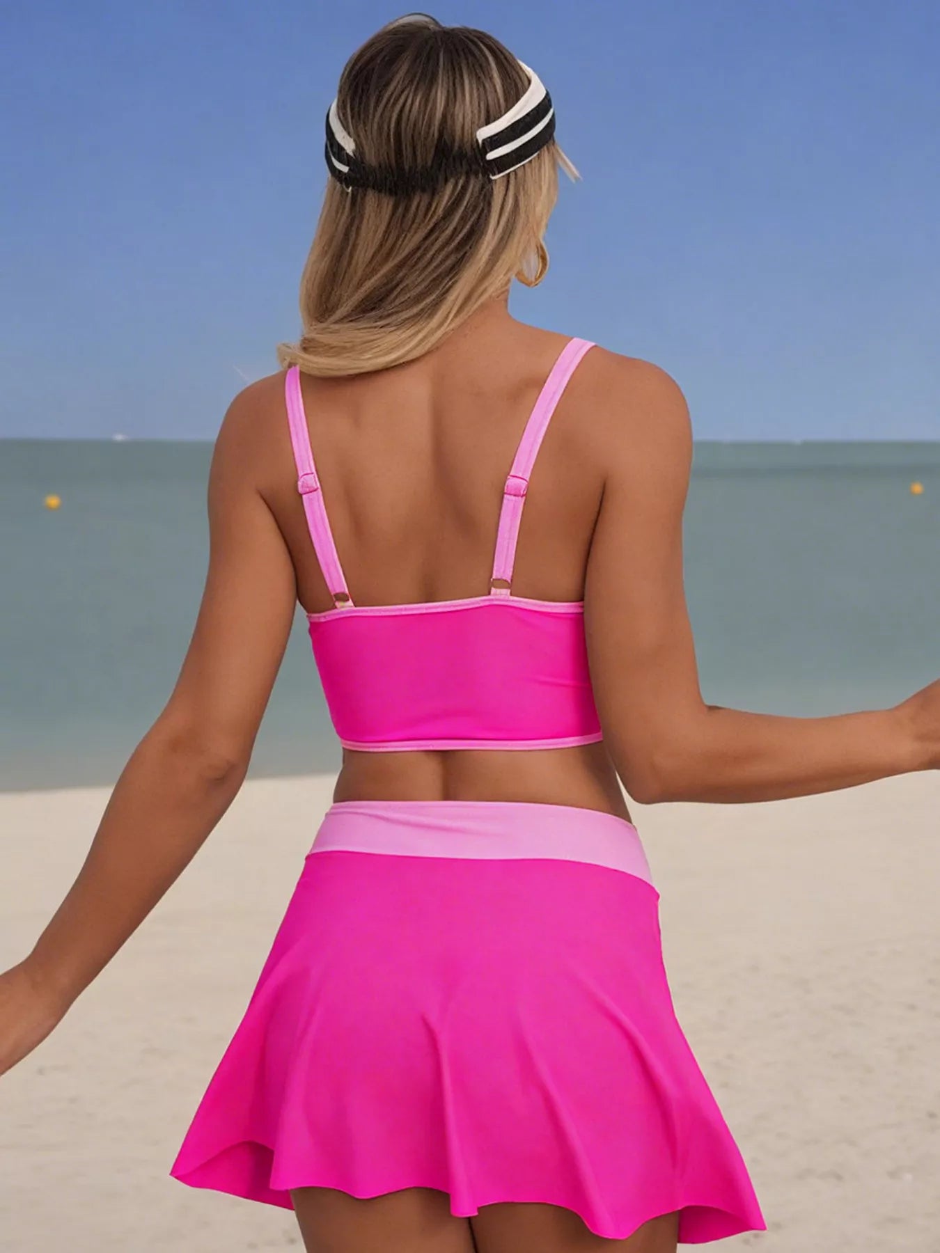 Hazel Blues® |  Contrast Trim Drawstring Swim Set