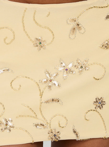 Calyra Embroidered Mini Skirt Butter Yellow