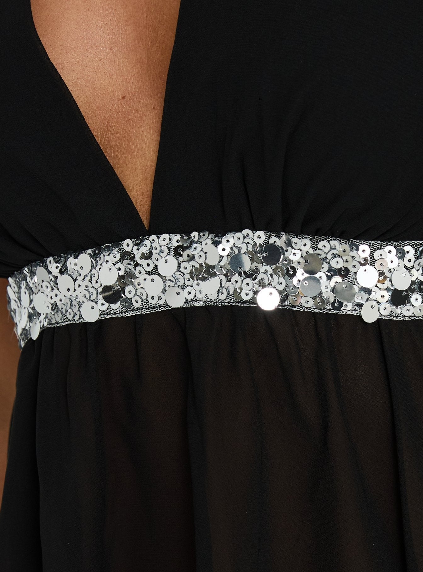 Camillia Sequin Detail Halter Top Black / Silver