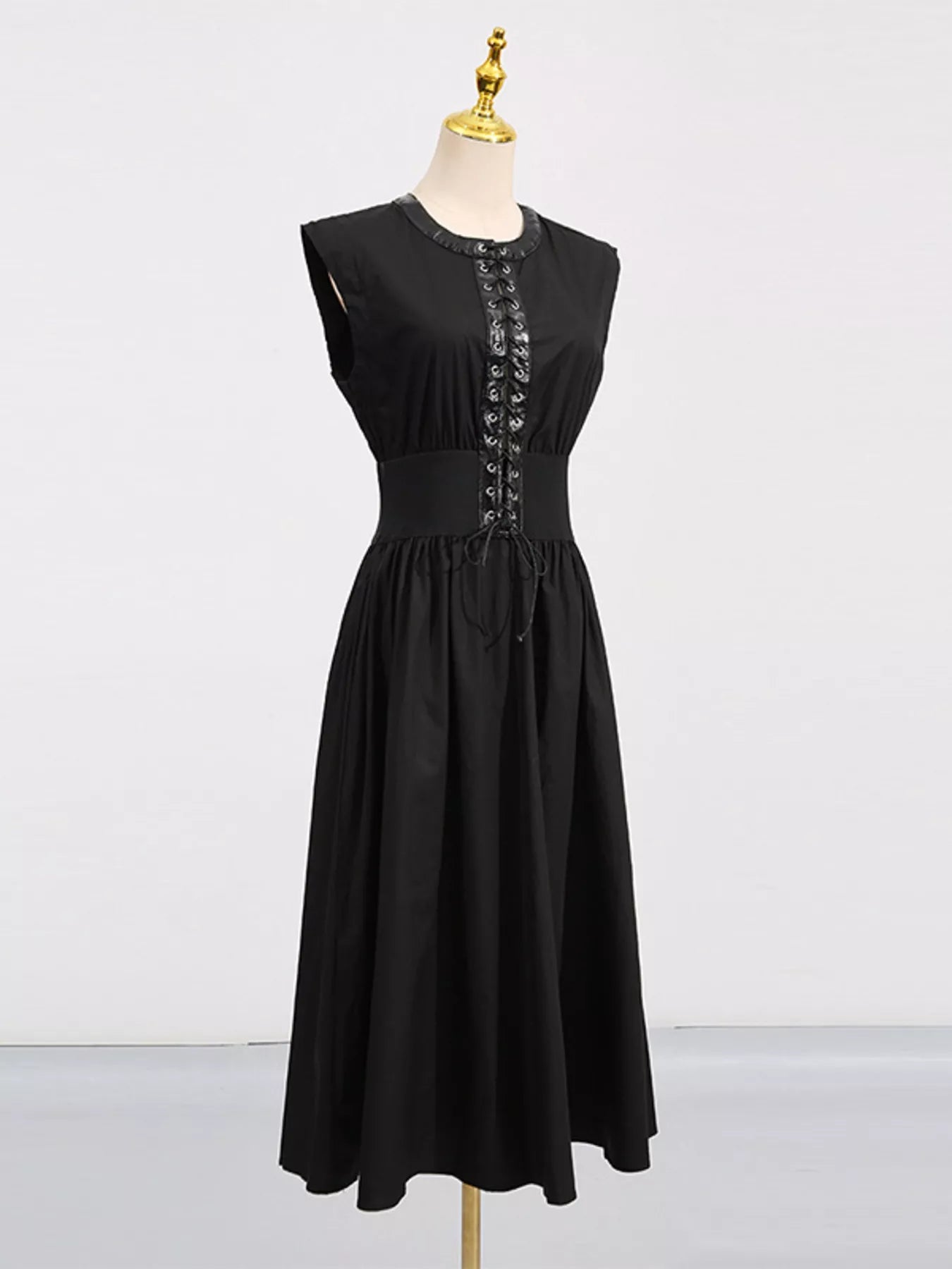 Hazel Blues® |  Lace-Up Corset Sleeveless Midi Dress