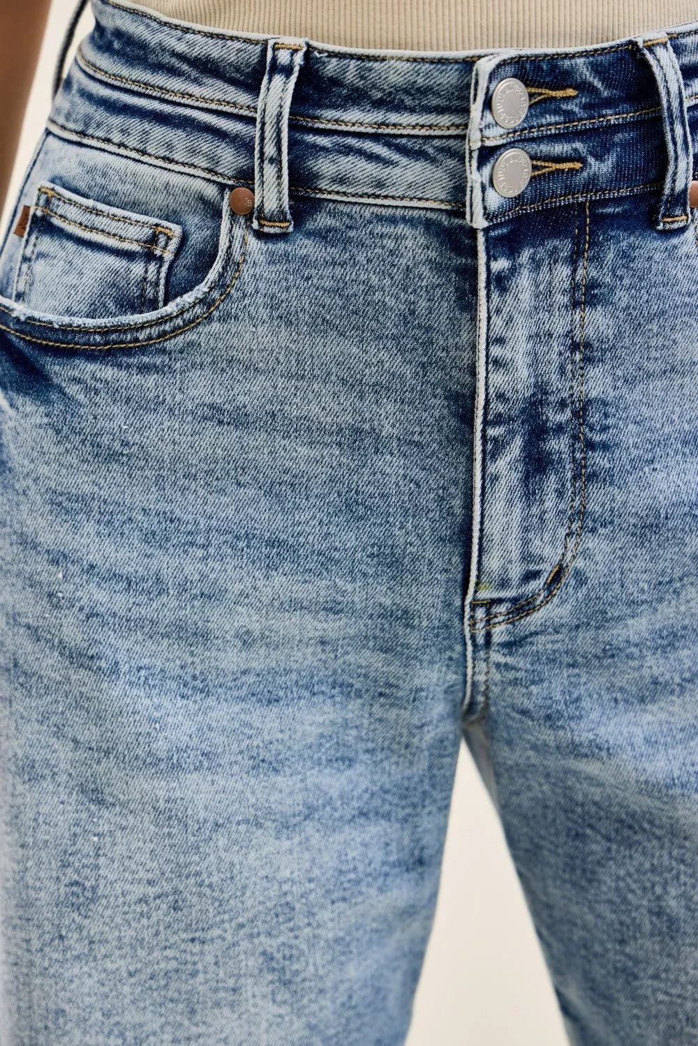 Hazel Blues® | Judy Blue High Waist Marlow Arc Leg Jeans with Double Waistband