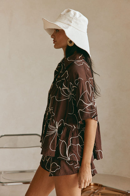Luna Top - Chocolate Floral