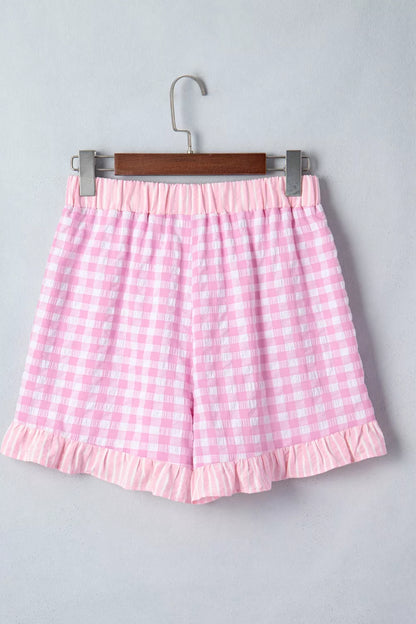Hazel Blues® |  Gingham Ruffle Hem Shorts