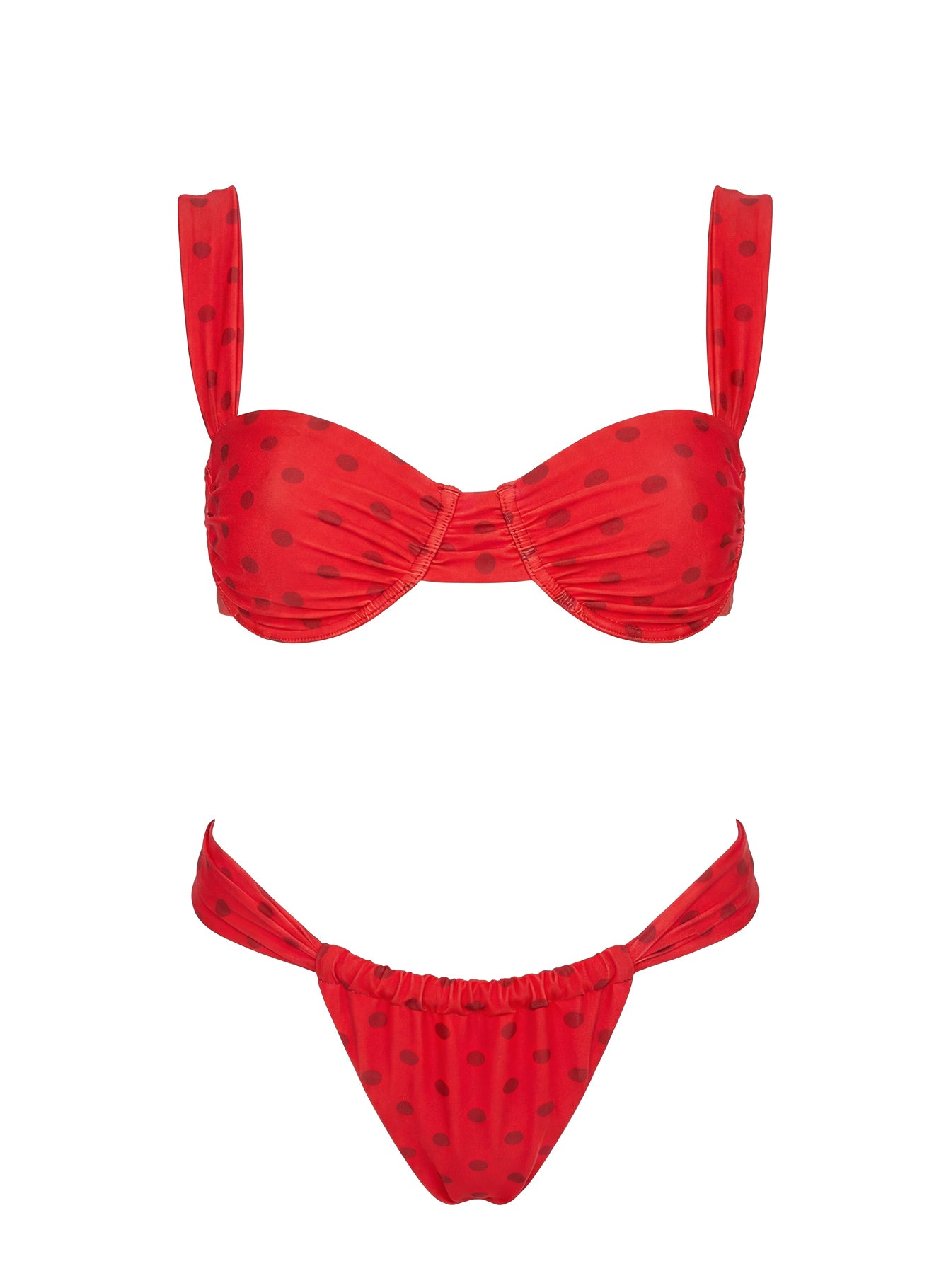 Calbira Cheeky Bikini Bottoms Red Polka