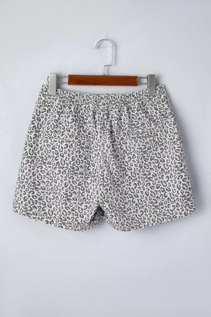 Hazel Blues® |  Leopard Print Elastic Waist Denim Shorts