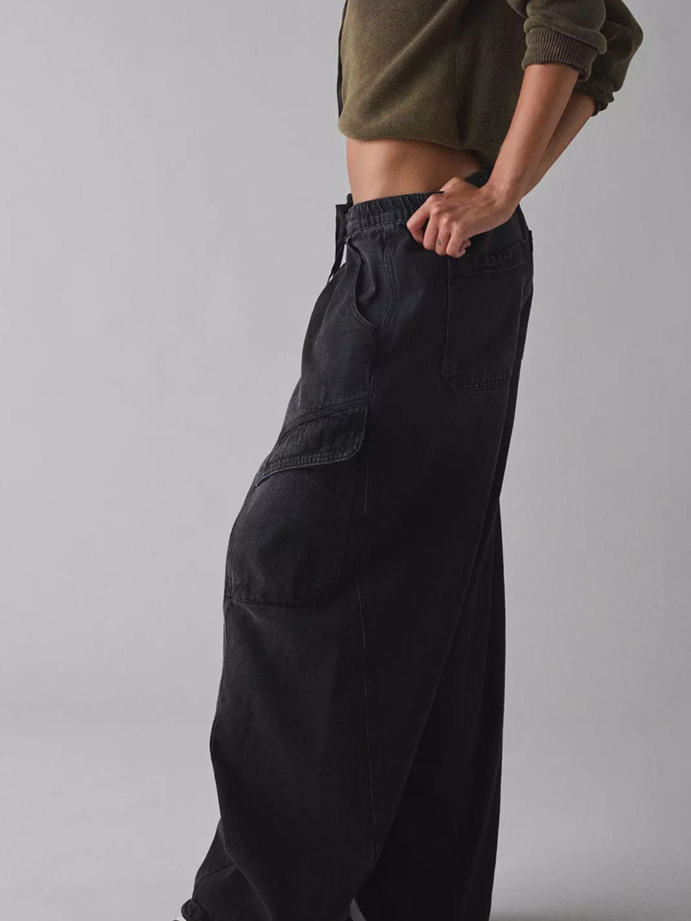 Hazel Blues® |  Drawstring Waist Cargo Jeans
