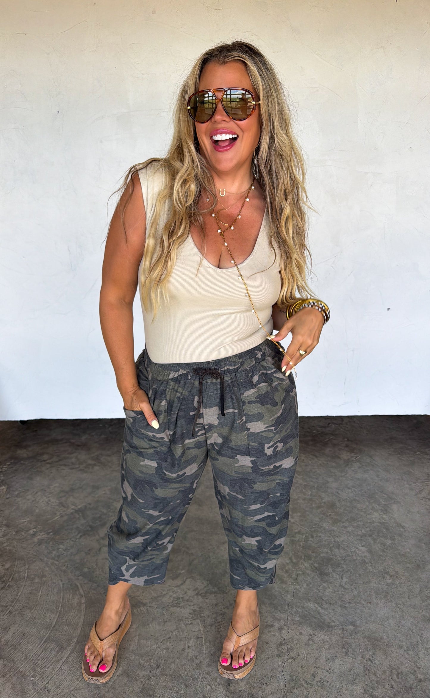 Hazel Blues® |  KEATON TERRY CAMO PANTS