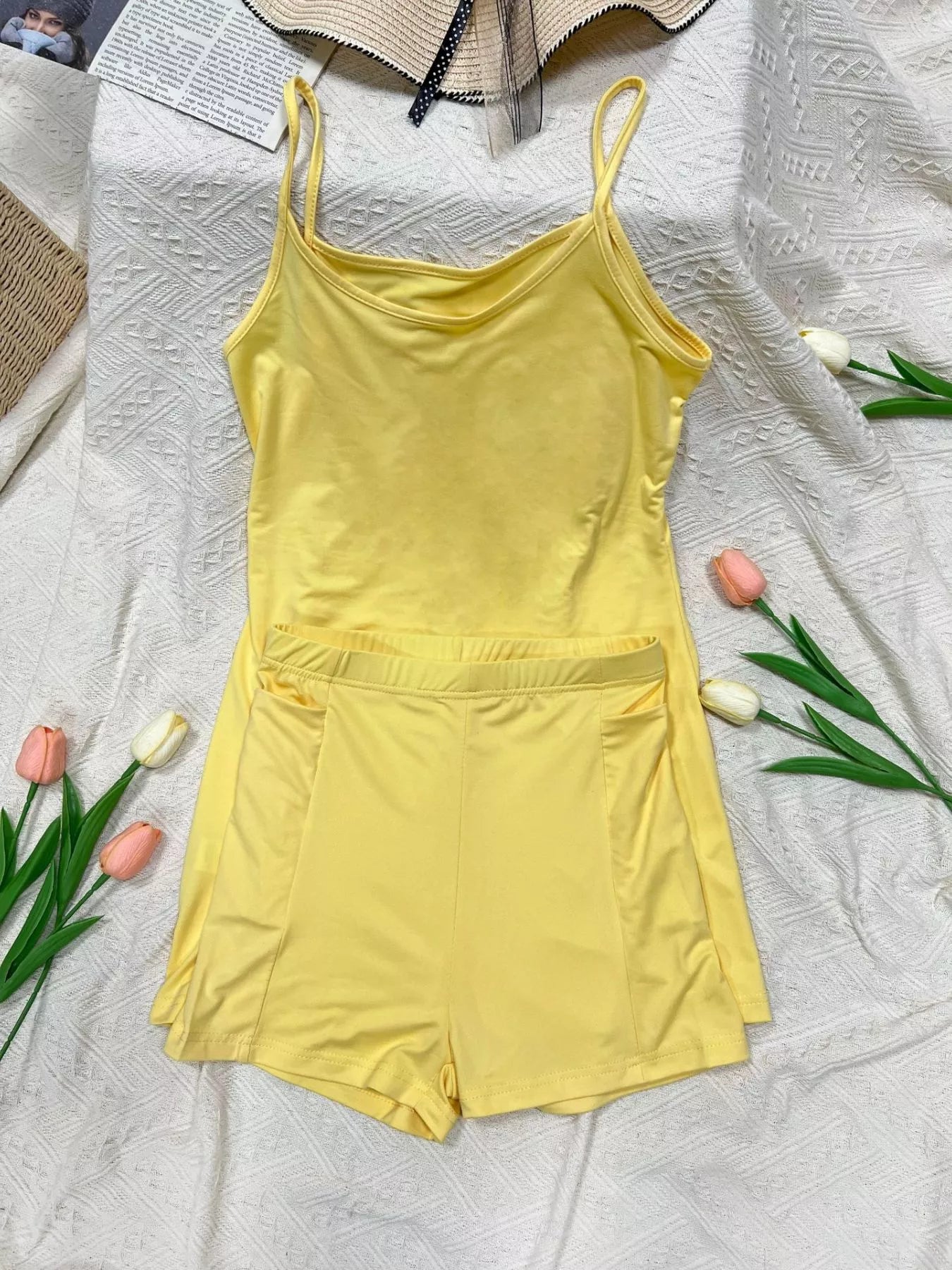 Hazel Blues® |  Scoop Neck Cami and Shorts Active Set