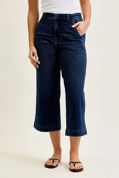 Hazel Blues® |  Judy Blue High Waist Ankle Wide Jeans