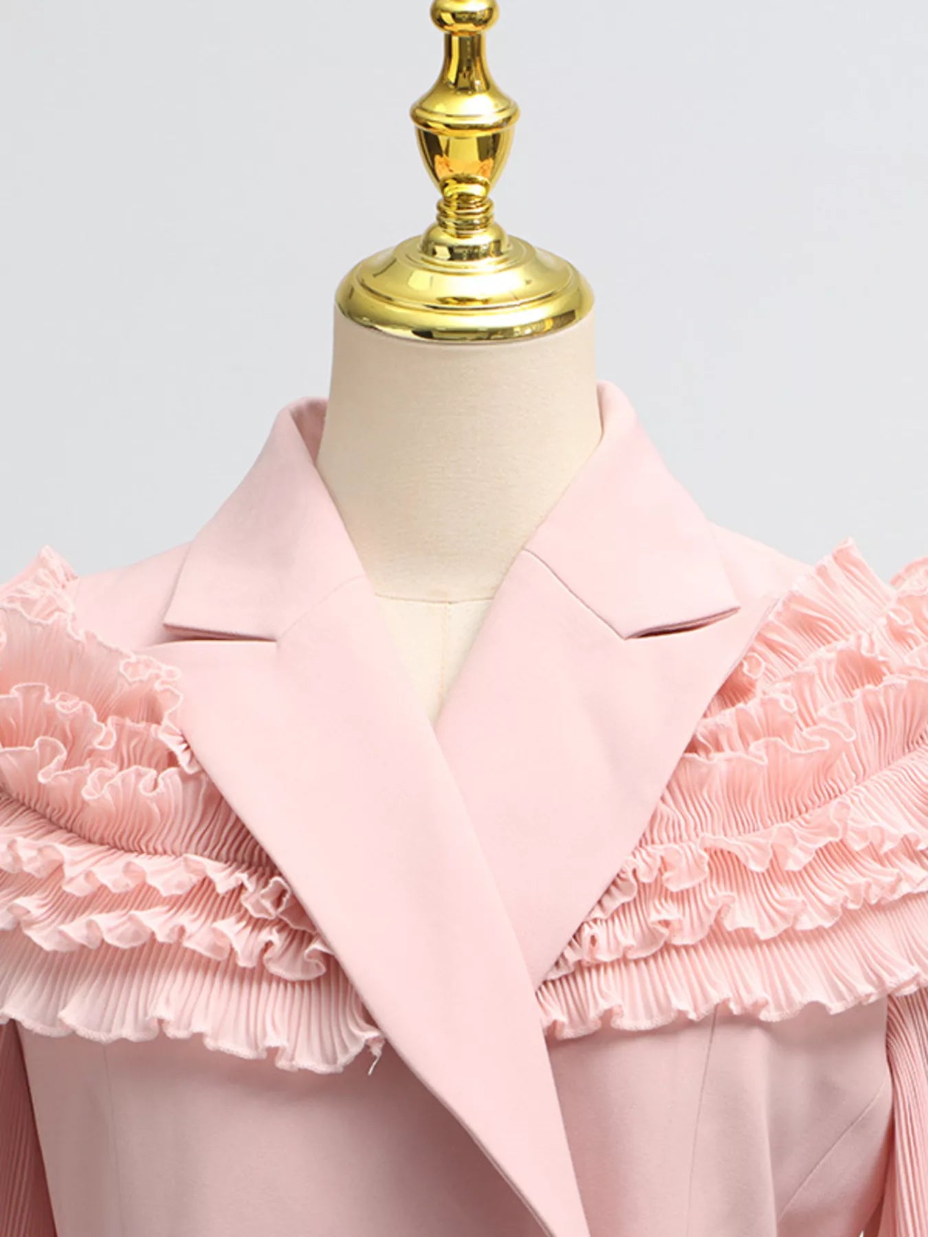 Hazel Blues® |  Frill Lapel Collar Top and Pleated Skirt Set