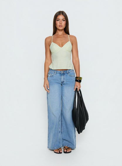 Candid Top Green Stripe