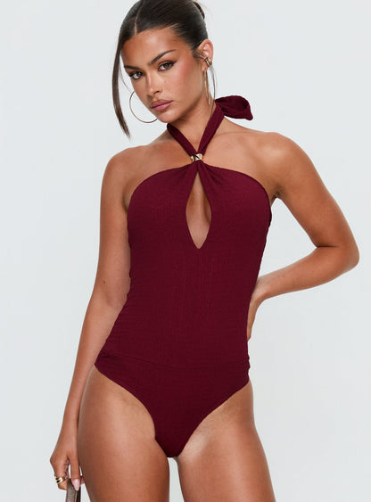Bridey Cut Out Bodysuit Red