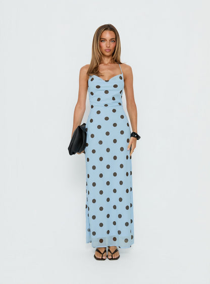 Celena Maxi Dress Blue Polka Dot