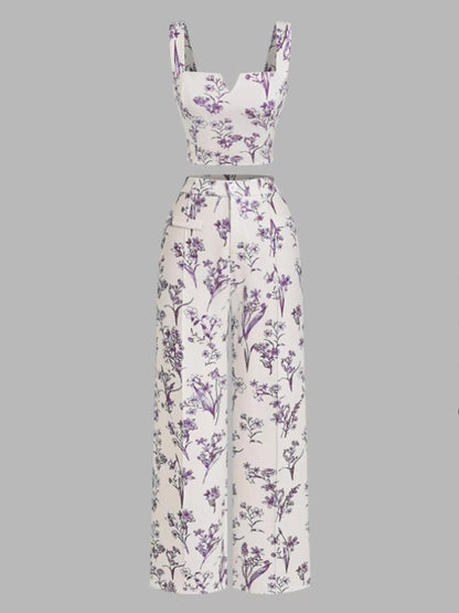 Hazel Blues® |  Floral Print Cami Top & Wide Leg Pants Set