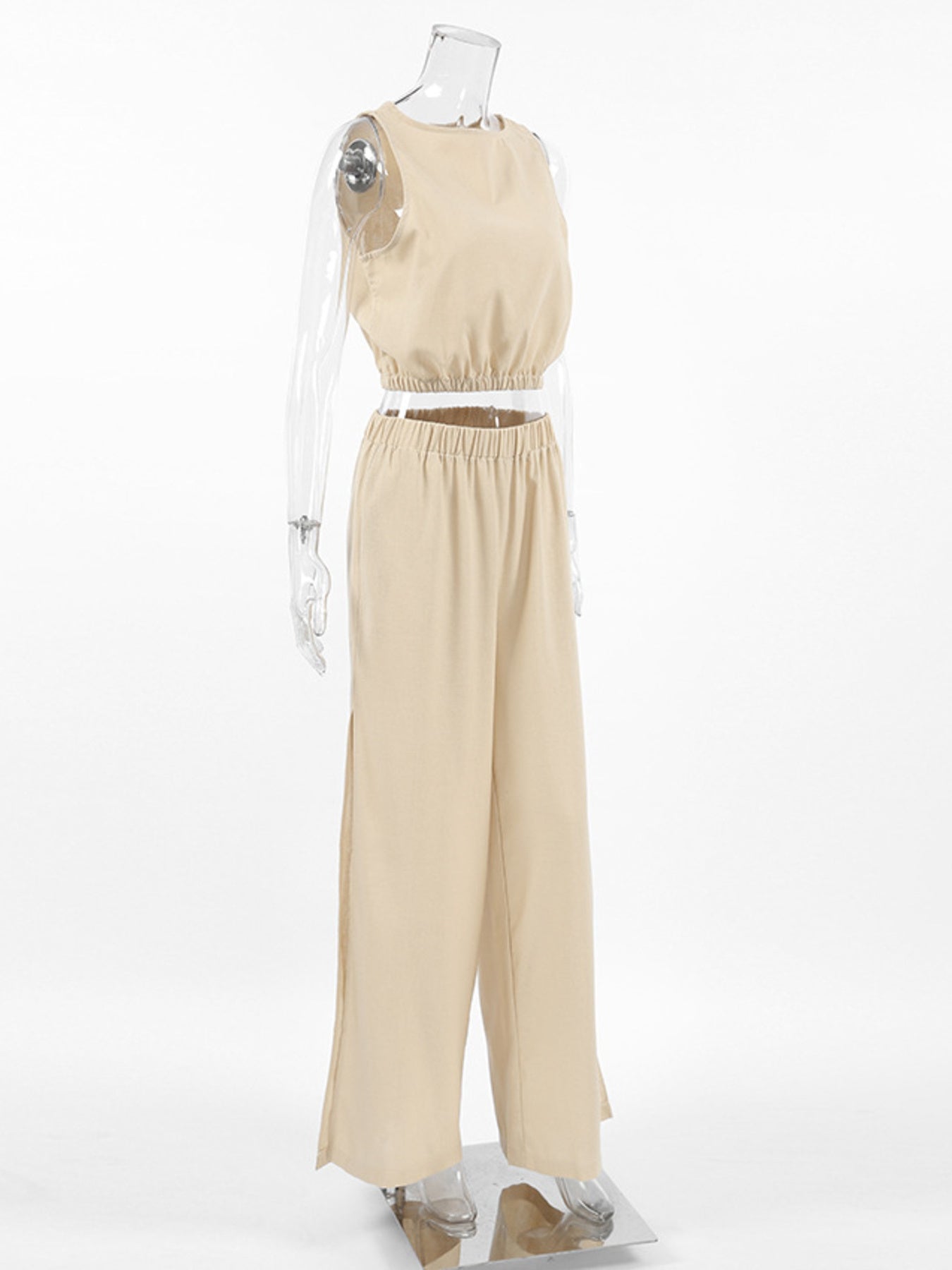 Hazel Blues® |  Sleeveless Crop Top and Slit Pants Set