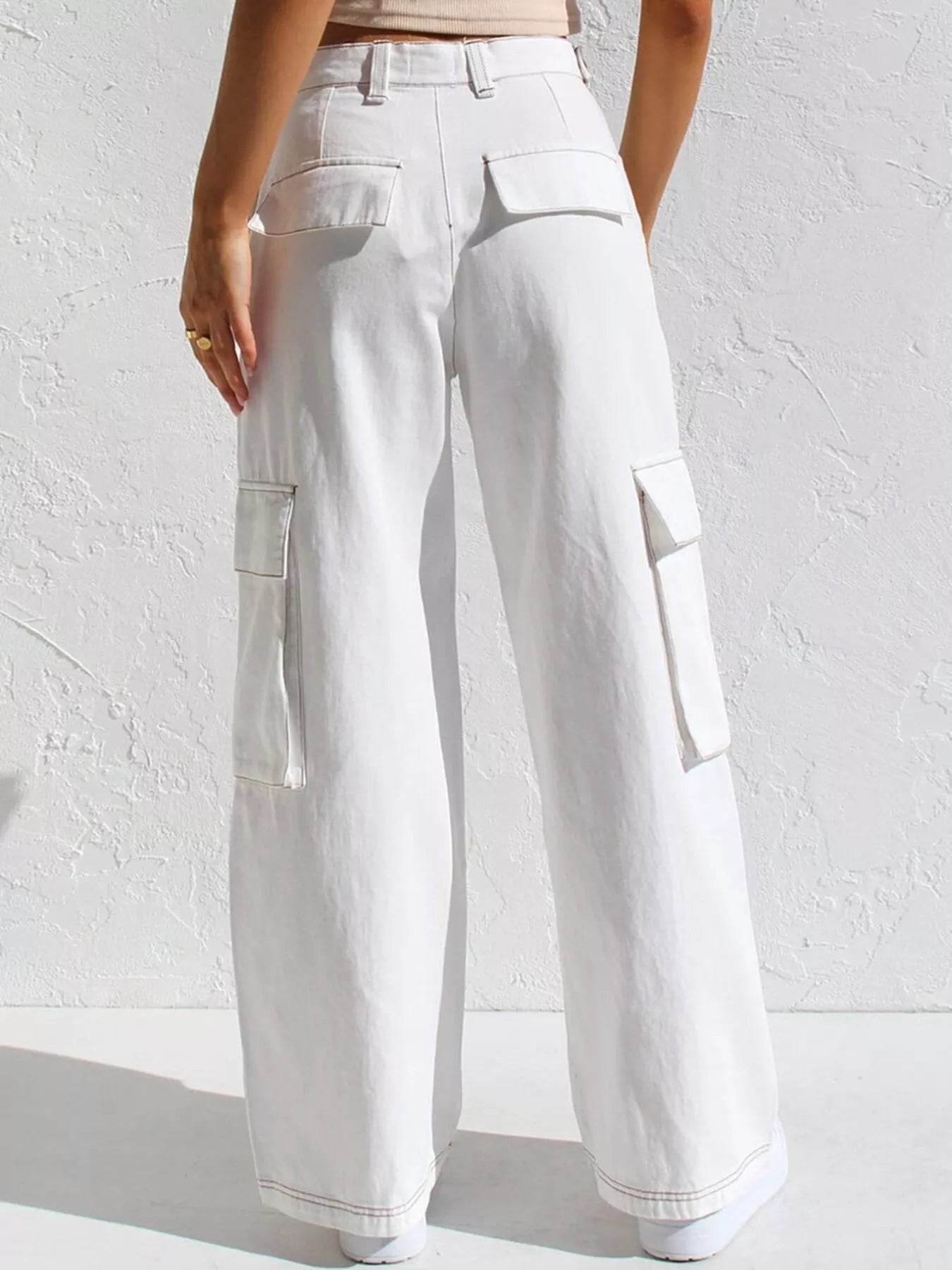 Hazel Blues® |  High-Waisted Wide Leg Cargo Jeans