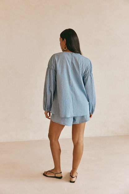 Hailey Top - Blue Stripe