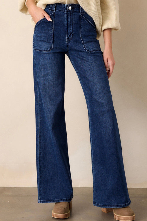 Hazel Blues® |  Straight Leg Mid-Rise Shift Jeans