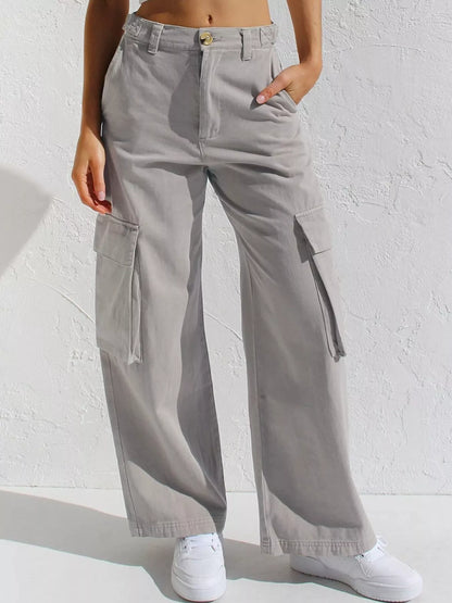 Hazel Blues® |  High-Waisted Wide Leg Cargo Jeans
