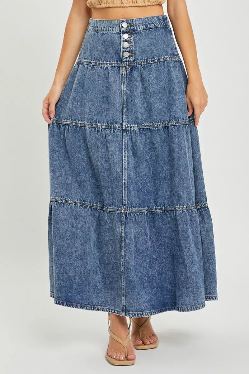 Hazel Blues® |  RISEN High Rise Ruffle Long Skirts