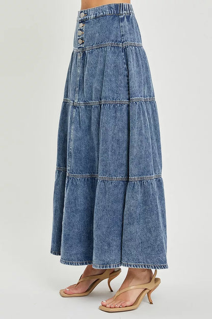 Hazel Blues® |  RISEN High Rise Ruffle Long Skirts