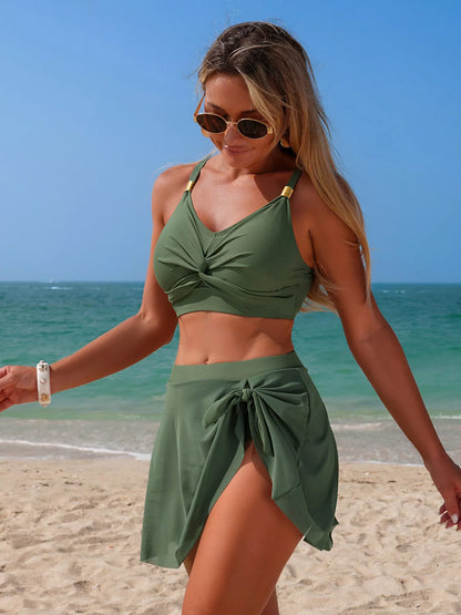 Hazel Blues® |  Twist Front Cami and Skort Swim Set
