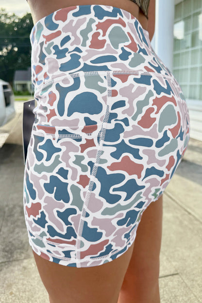 Hazel Blues® |  Blue Skies Camo Biker Shorts
