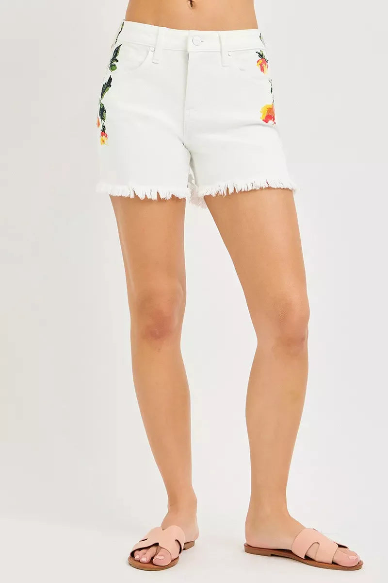 Hazel Blues® |  RISEN Tummy Control High Rise Flower Printed Shorts