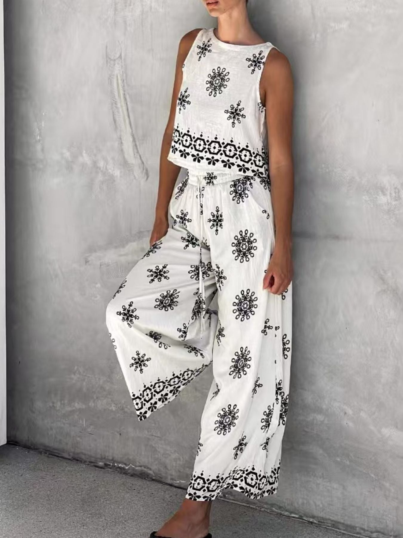 Hazel Blues® |  Sleeveless Top and Wide Leg Pants Set