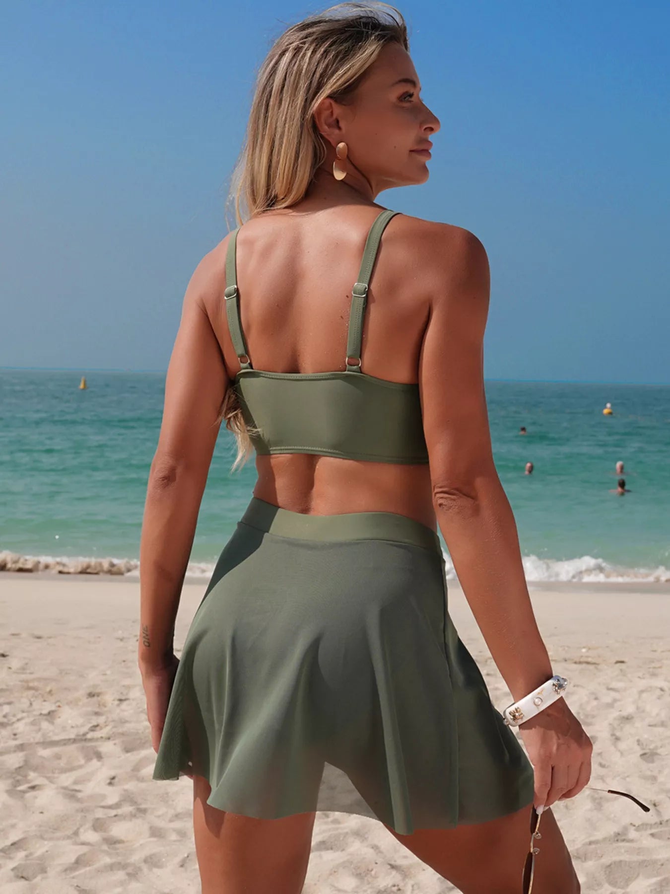Hazel Blues® |  Twist Front Cami and Skort Swim Set