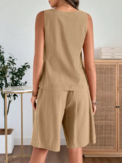 Hazel Blues® |  Round Neck Tank and Shorts Set