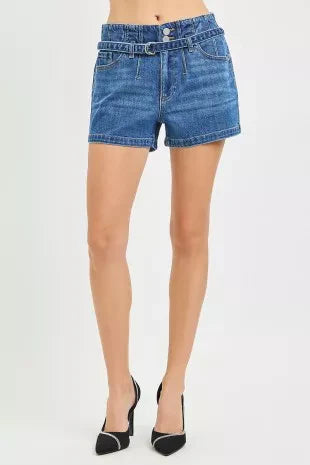 Hazel Blues® |  RISEN Slouchy Denim Shorts with Belt