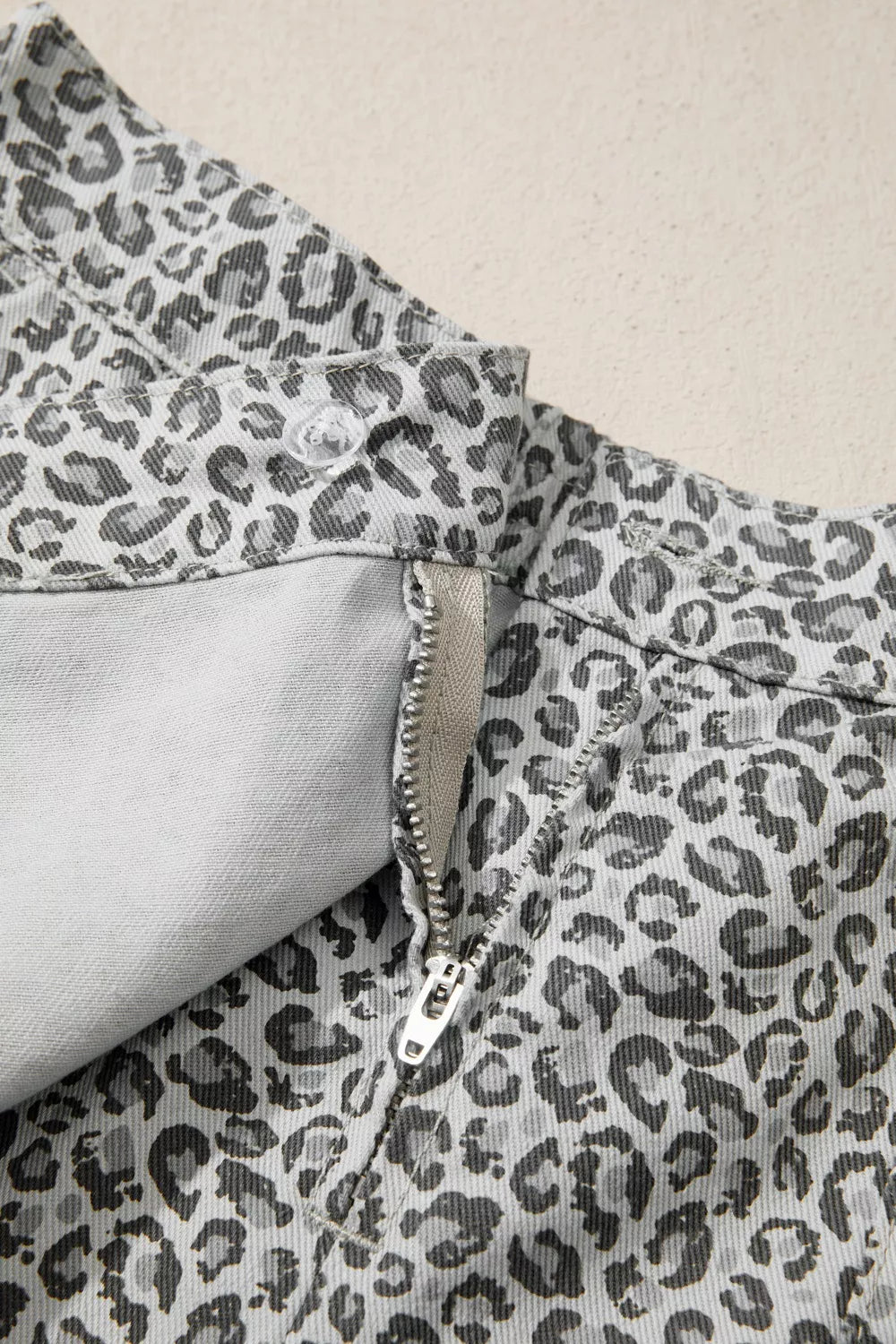 Hazel Blues® |  Leopard Print Elastic Waist Denim Shorts