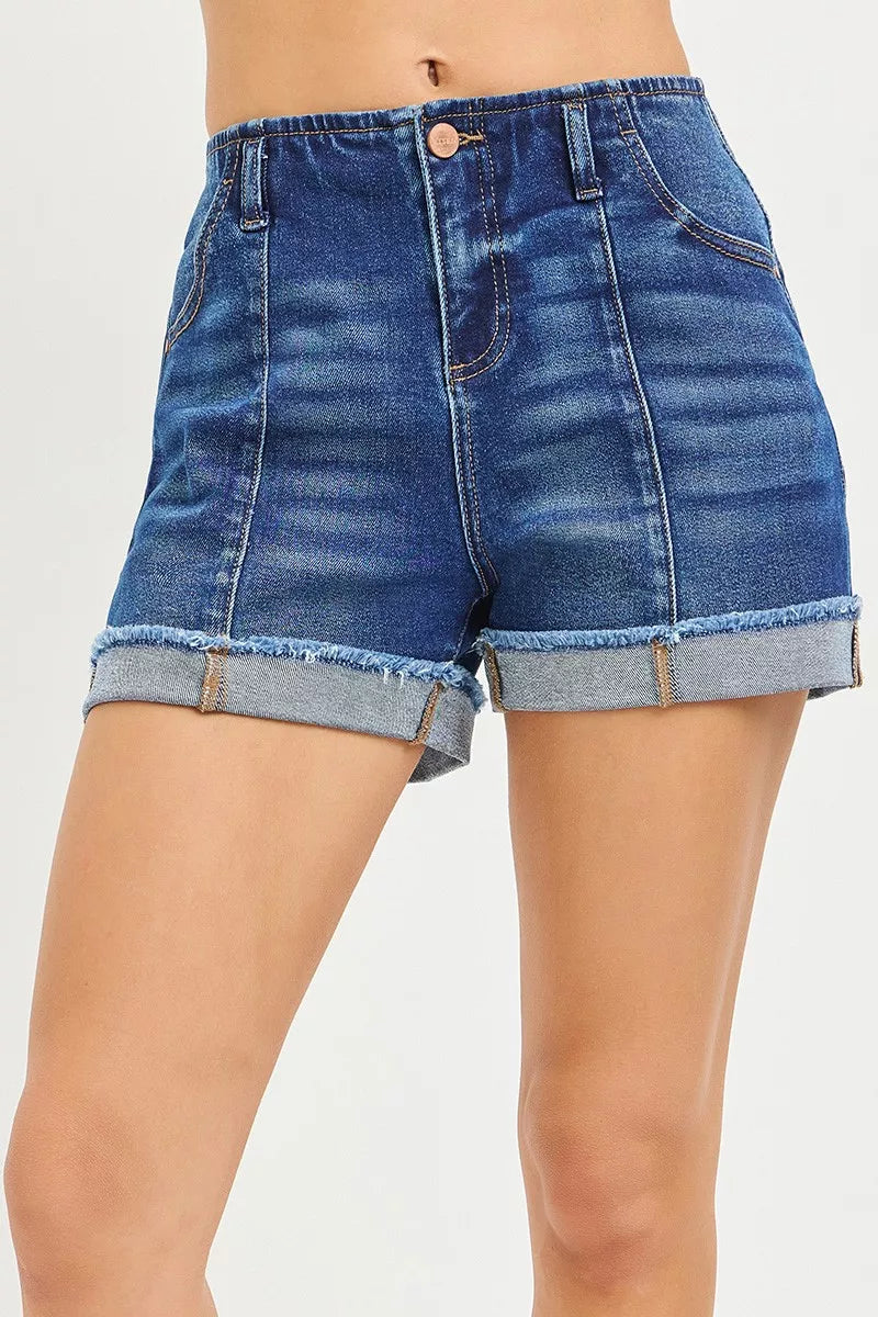 Hazel Blues® |  RISEN Slouchy Cuffed Denim Shorts