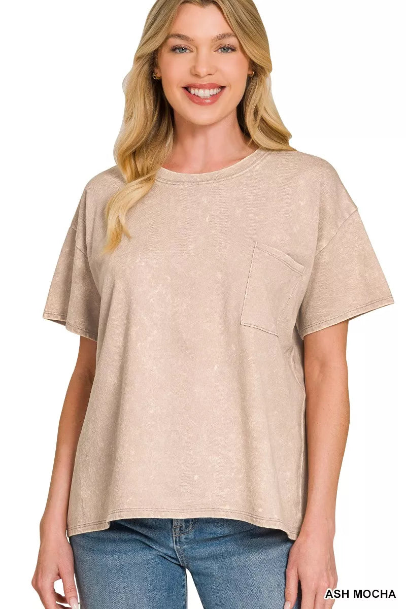 Hazel Blues® |  Zenana French Terry Acid Washed Relaxed Top & Short Set