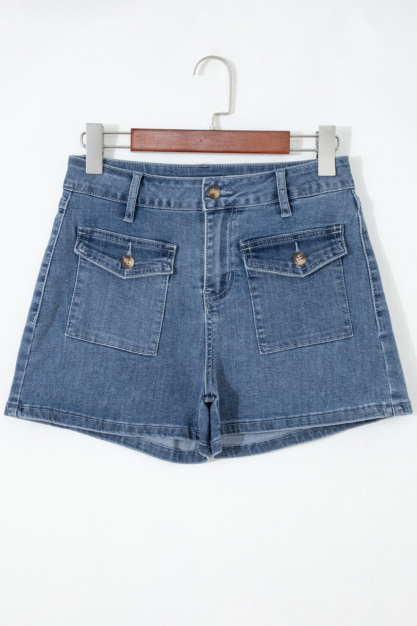 Hazel Blues® |  Dusk Blue Flap Pockets Denim Shorts