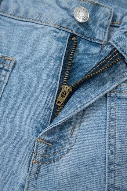Hazel Blues® |  High Rise Patch Pocket Denim Shorts