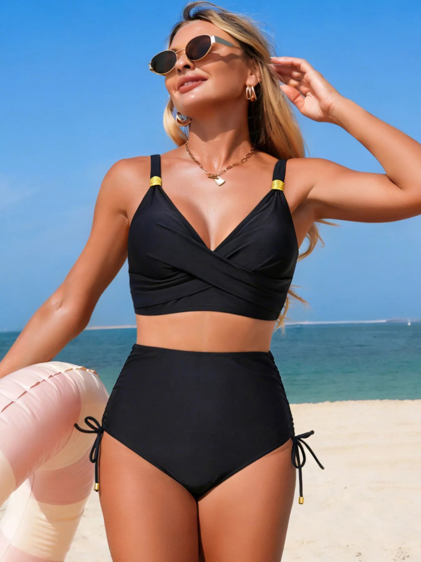 Hazel Blues® |  Crisscross High-Waisted Swim Set