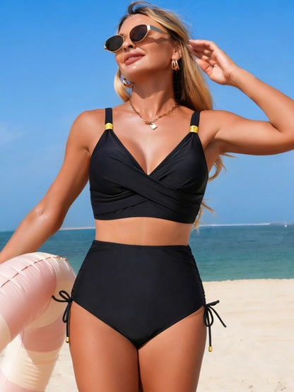 Hazel Blues® |  Crisscross High-Waisted Swim Set