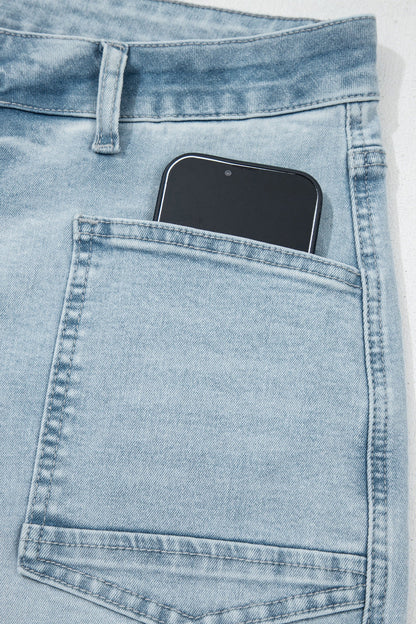 Hazel Blues® |  Beau Blue Frayed Cropped Straight Jeans