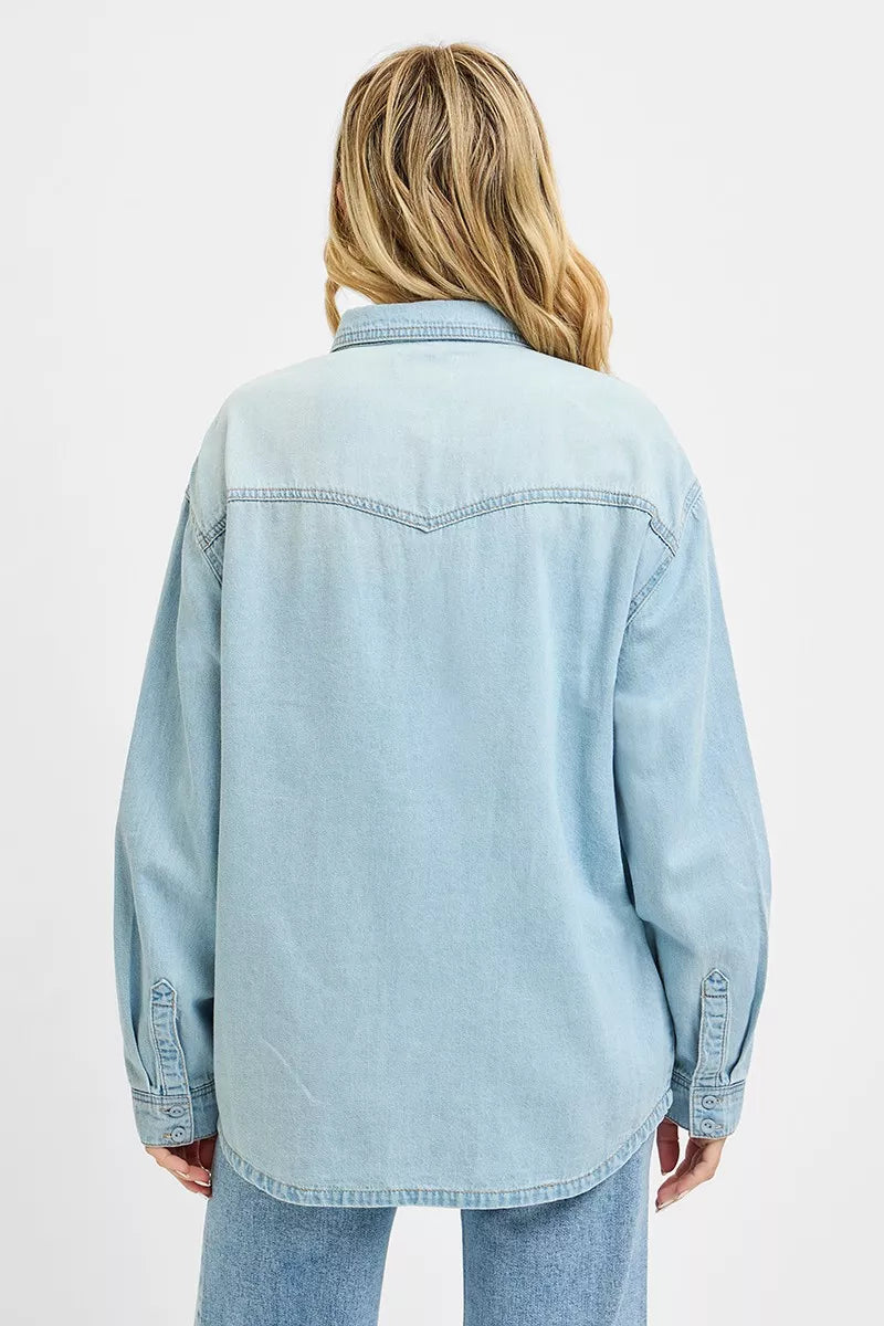 Hazel Blues® |  RISEN Western Yoke Style Relaxed Fit Denim Shirts