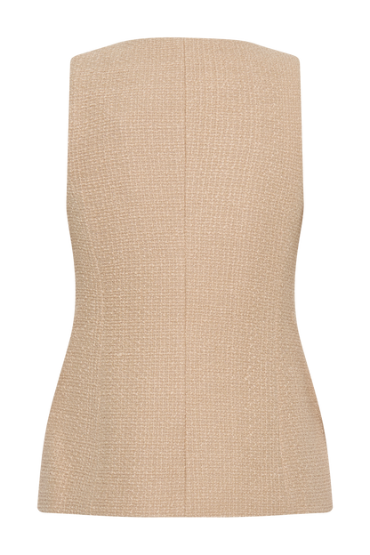 Camilla Boucle Sleeveless Vest - Light Taupe