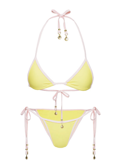 Blaylock Triangle Bikini Top Yellow / Pink