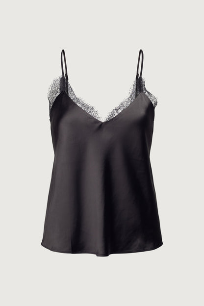 LACE TRIM SATIN CAMISOLE TANK