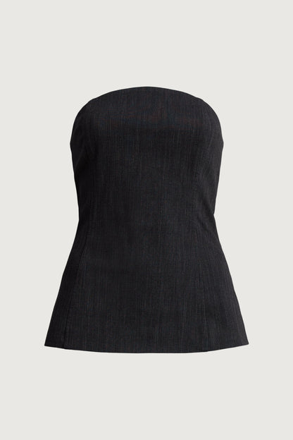 WOVEN TWILL TUBE TOP