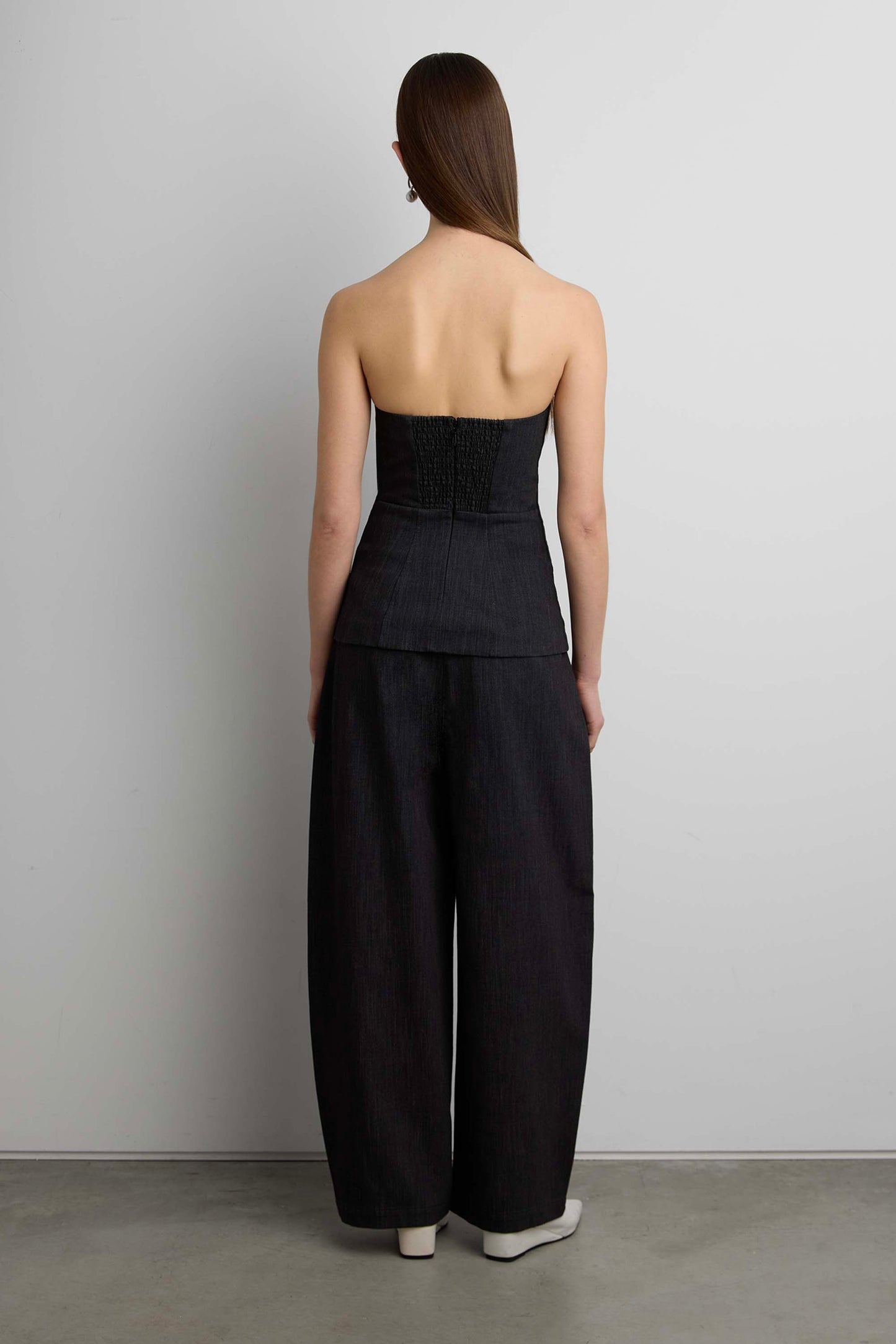 WOVEN TWILL TUBE TOP