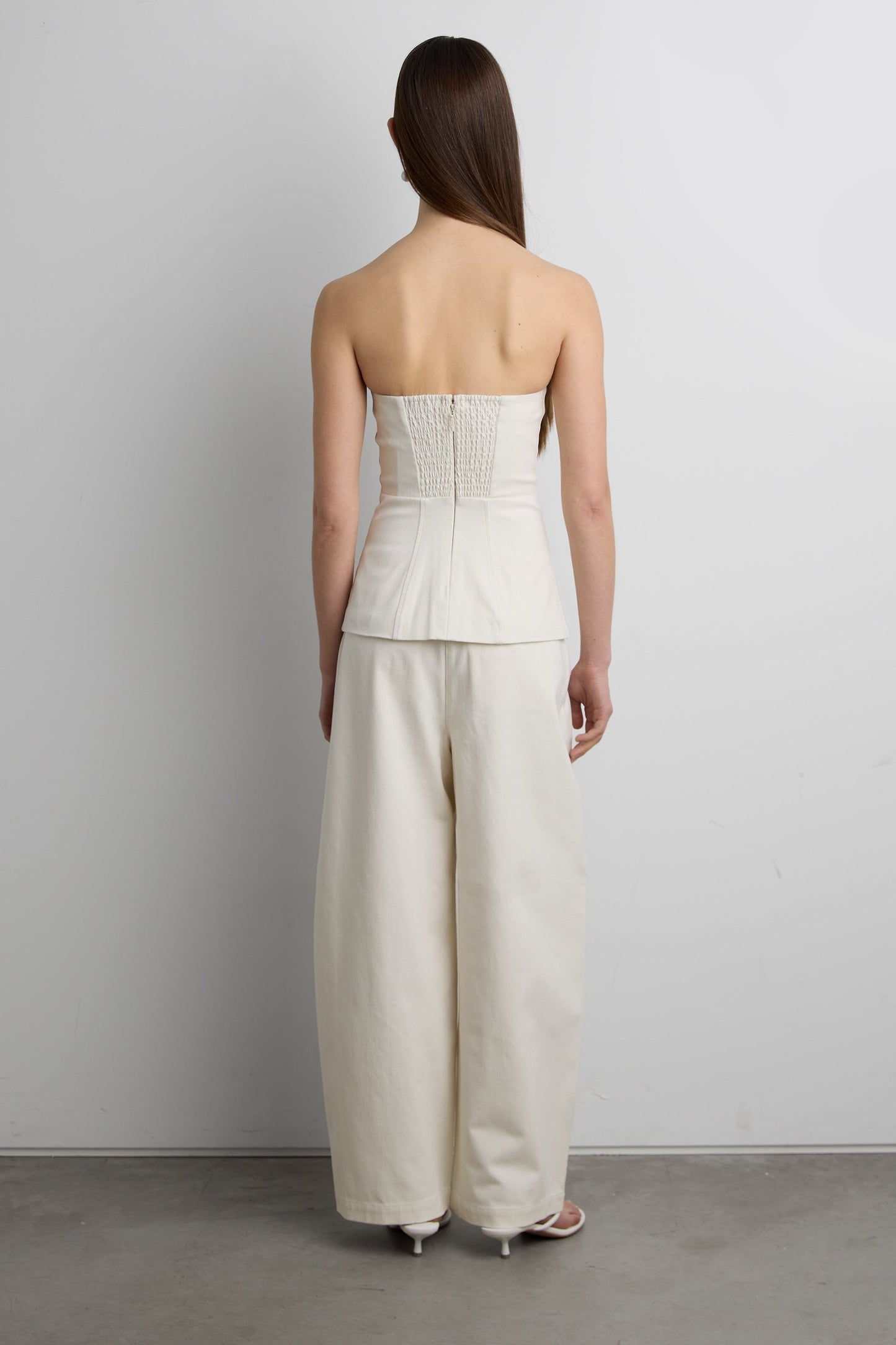 WOVEN TWILL TUBE TOP