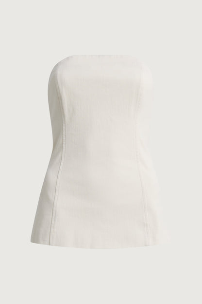 WOVEN TWILL TUBE TOP