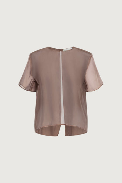 ORGANZA SHEER BACK SLIT TOP
